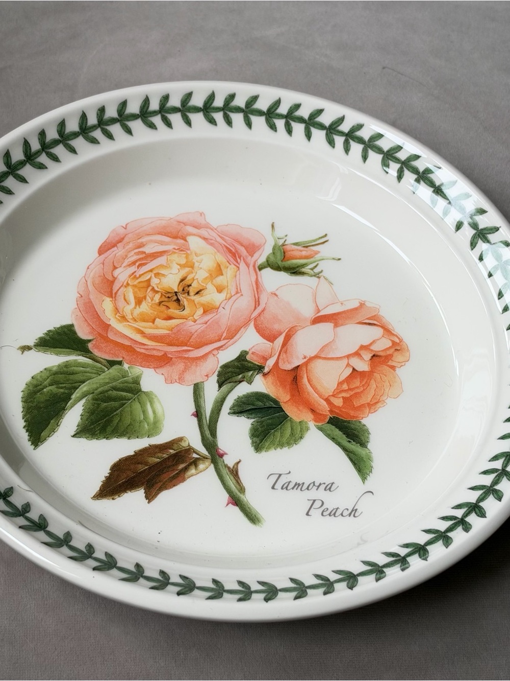 Portmeirion Tamora Peach Floral 8 Inch Plate - Peach & Green